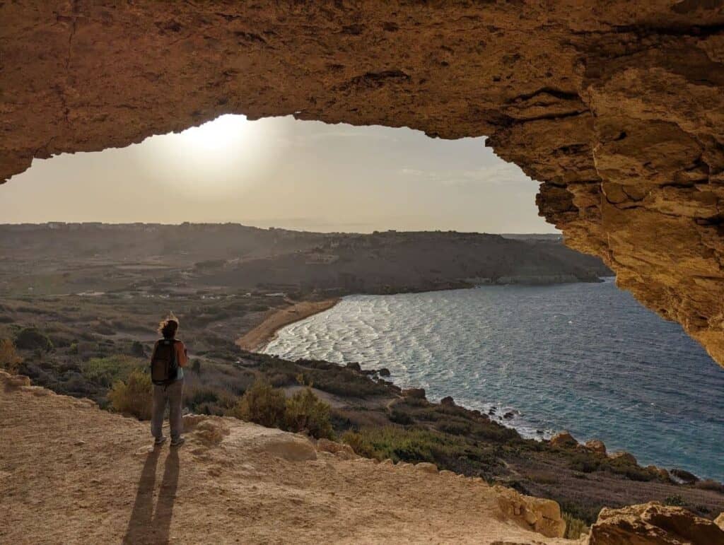 View from Tal-Mixta Cave to Rambla Bay, Gozo